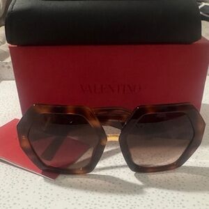 Valentino Tortoise Hexagonal Sunglasses